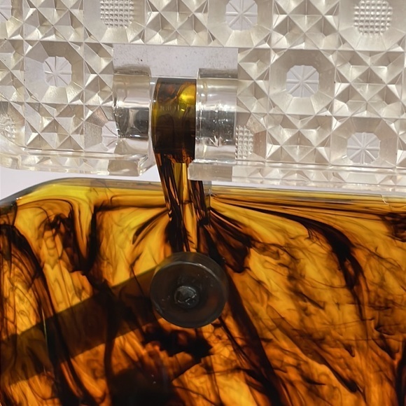 TORTOISE LUCITE TOP Brown Box Purse‎ - Picture 6 of 8